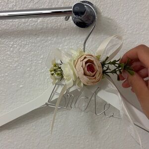 Bridal Hanger with Blush Floral Accent